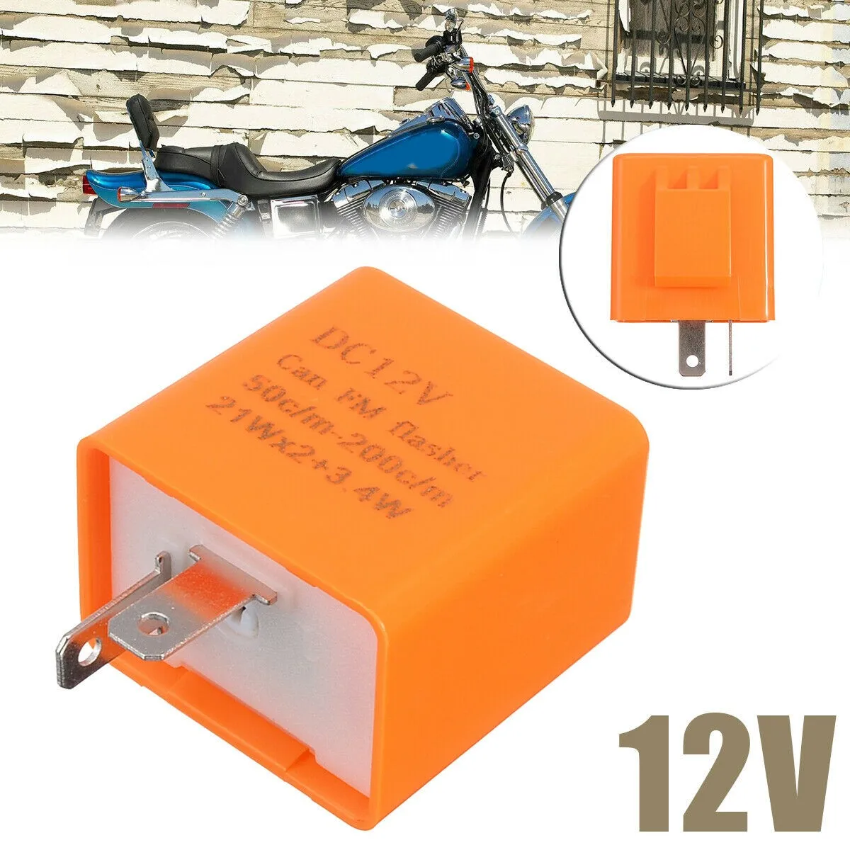1/2pcs 2 Pin LED Flasher Relay 12V Adjustable Frequency Relay Turn Signal Indicator Motorcycle Motorbike Flasher 42W