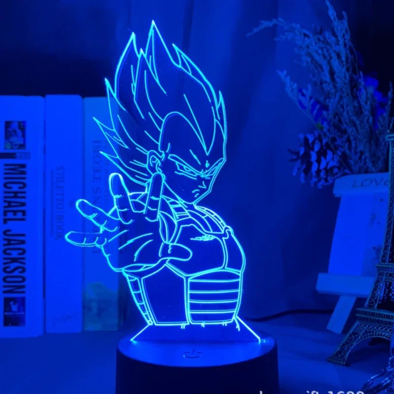 Dragon Ball Vegeta 3D Led Night Light Model Toys Super Saiyan Figures Bambini Bed Room Decor Anime Lampada Da Tavolo Regalo Di Natale