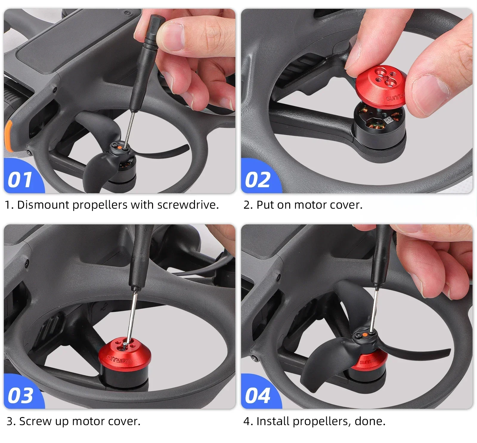 รูปสินค้า ฝาครอบมอเตอร์ DJI Avata 2 4 ชิ้น อลูมิเนียม ป้องกันฝุ่น