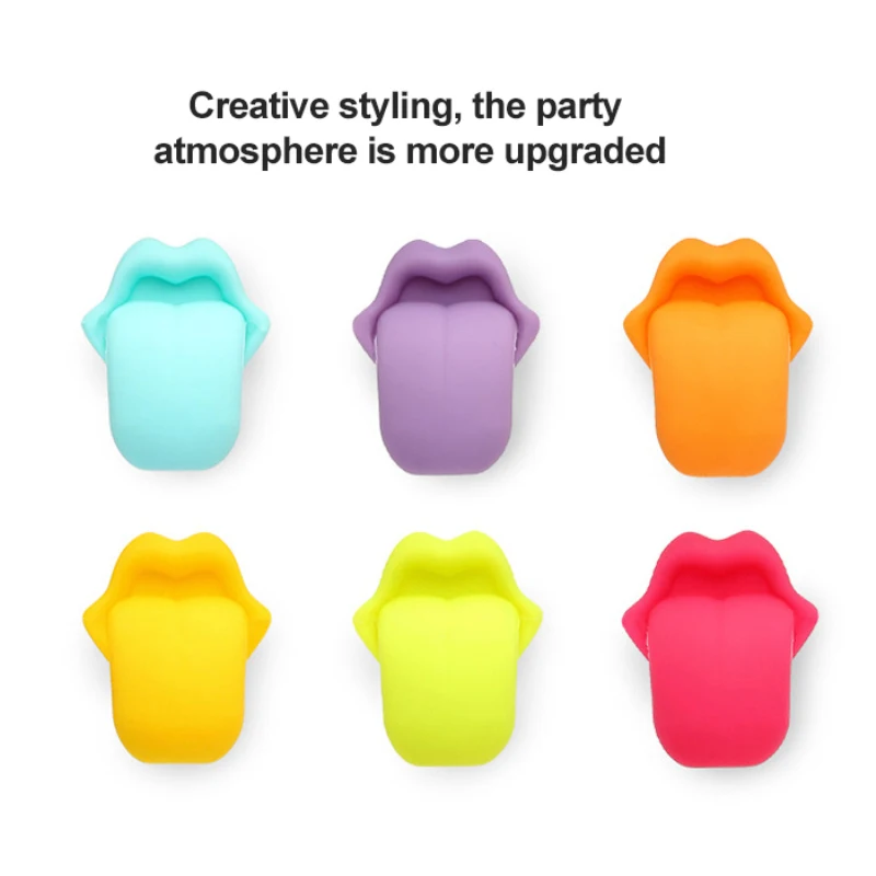 Wine Glass Marker Wine Charms Glasses Identifier Marker Cups Glasses Markers Silicone Glass Brand Tongue Shape Tags