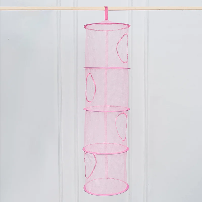 4 Tier Toy Storage Hanging Storage Organizer Large Plush Toys Hanging Mesh Storage Basket Foldable Plushie Basket Holder