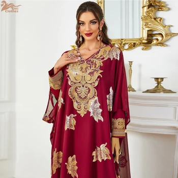 Zahraa 2026 Dubai Luxury Set Solid Long Dress And Chiffon Abaya Fashion Floral Gold Stamping Lace Tape Moroccan Evening Clothing 1
