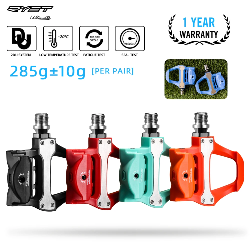 Ryet PD-601 ROAD Bicycle Clipless Pedals 285g Road Bike Pedals with Cleat Compatible with SPD-SL System Bike Pedal Parts