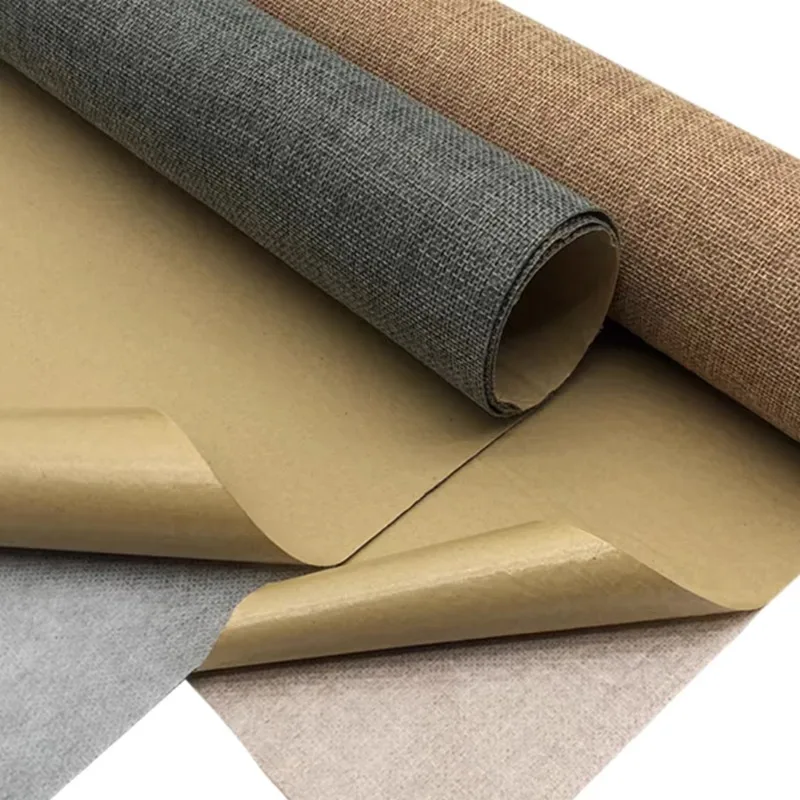 Self Adhesive Linen Fabric for Furniture Protector Renovation Decoration Multi-color Linen Fabric Patches Linen Back Glue Cloth linen repair patch