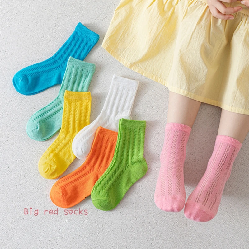 4 Pairs/Lot Baby Kids Socks Four Seasons Cotton Solid Sock Candy Color Toddler Boy Girls Floor Socks Children Sock kids socks