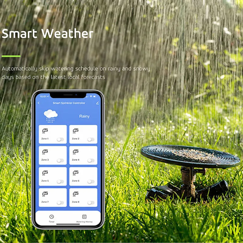 Tuya WiFi Smart Voice Irrigation Controller Irrigation System Solenoid Valve Watering Timer For Google Home, Alexa