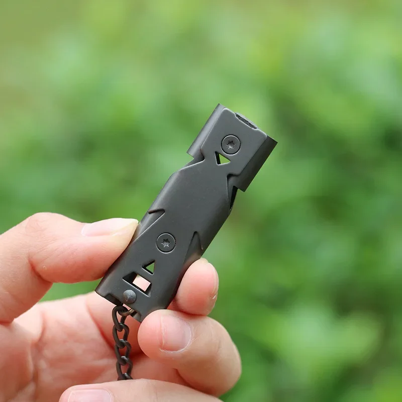 Survival Whistle Double Tube Explosive Outdoor Stainless Steel High-frequency Earthquake Rescue Whistle High Score Shell survival whistle
