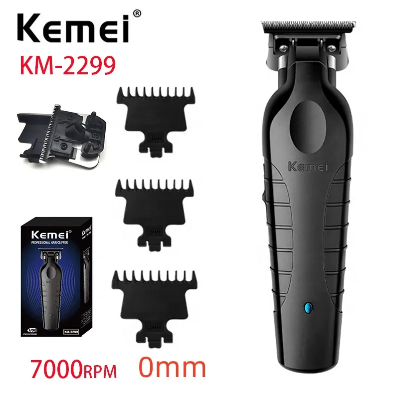 Kemei Km-2299 Cordless Trimmer Type-C Tagliacapelli Elettrico Ricaricabile Barber Zero Gapped Finish Hair Cutting Machine 7000Rpm