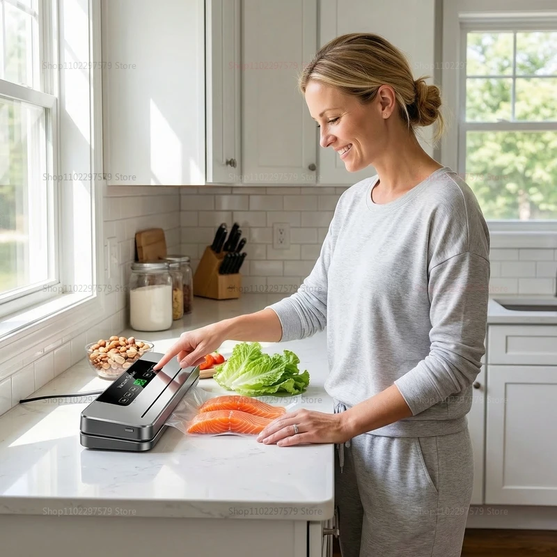 Electric Vacuum Sealer Machine Dry/Wet Food Packaging Vacuum Sealing Bags Built-in Cutter Kitchen Food Storage Vacuum Sealer 4