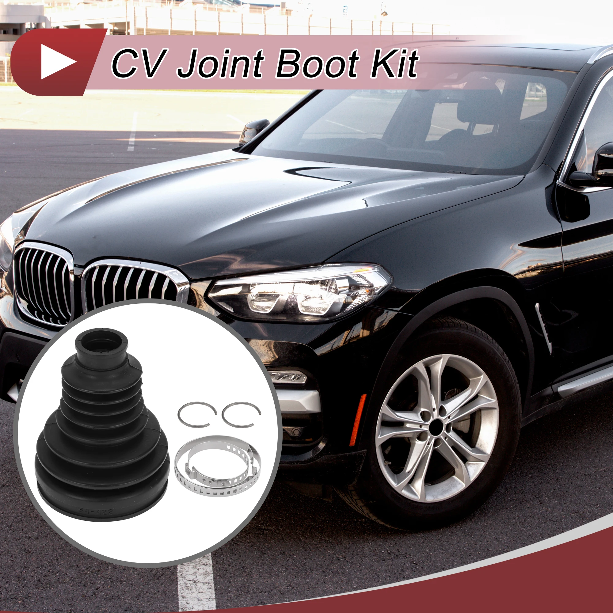 X Autohaux 1 Set CV Joint Boot Kit for BMW X3 2004-2010 Inner Constant Velocity Joint Boot W/ Clamps No.31607529204 Black Rubber