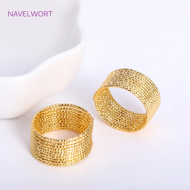18KGoldPlatedBrassMaterialRoundStripeWireForDIYFingerRing