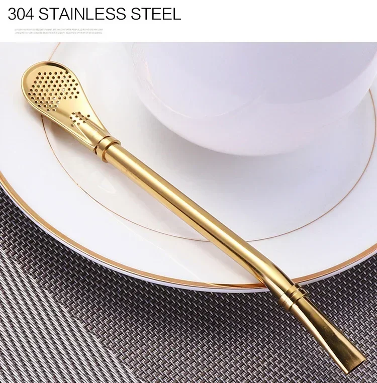 Description Picture 2 of item4pcs Yerba Mate Straw Filter +1 Brush Reusable 304 Stainless Steel Bombilla Drinking Straw Metal Tea Tools Bar Accessories