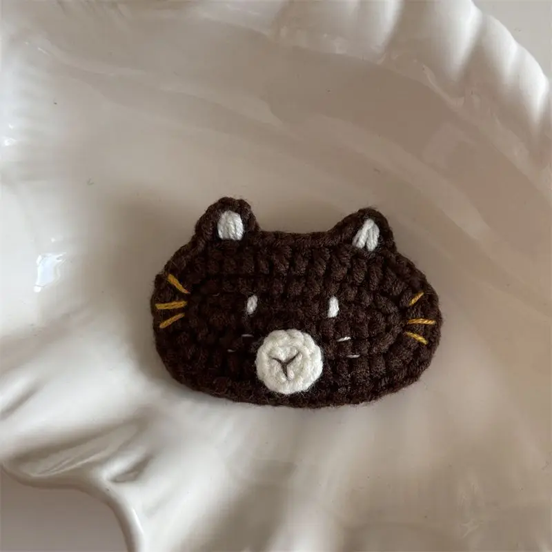 1 Stück gestrickte Häkelhaarspange, süße Cartoon-Katze, BB-Clip, Pony-Clip, Randclip, Haar-Accessoire, Kopfbedeckung im neuen Stil – Detail 9