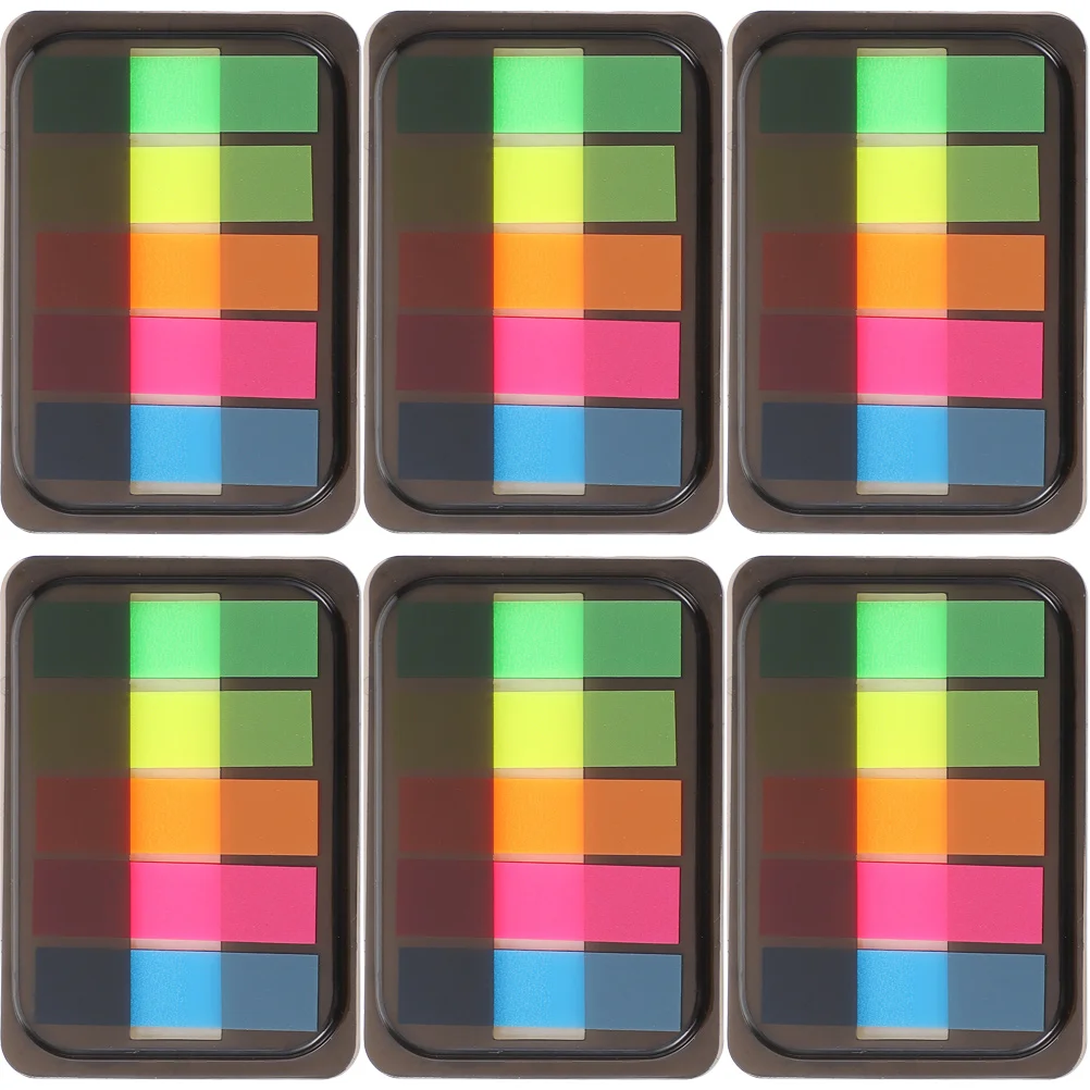 Fluorescent Colored Sticky Notes Removable Box Times Index Label Stickers 6 Boxes Packaged Page Tabs Strips Marker