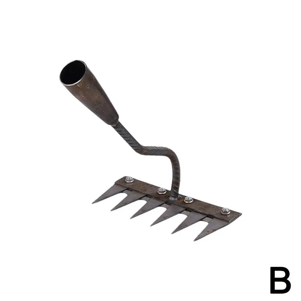 8-tooth carbon steel garden weeding rake Garden metal duty spade and planting flower tool digging heavy digging I0O2