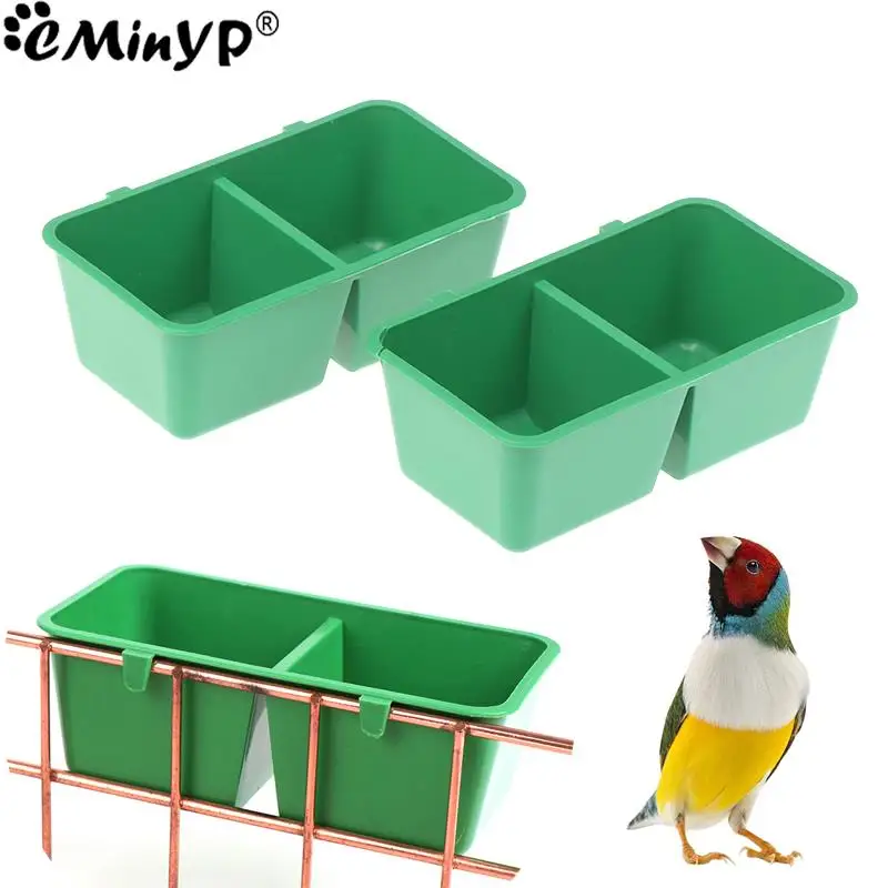 Parrot Feeder Bowl Plastic Water Hanging Bowl Parakeet Feeder Box Pet Cage Food Container Dispenser Feeding Supplies Accessories