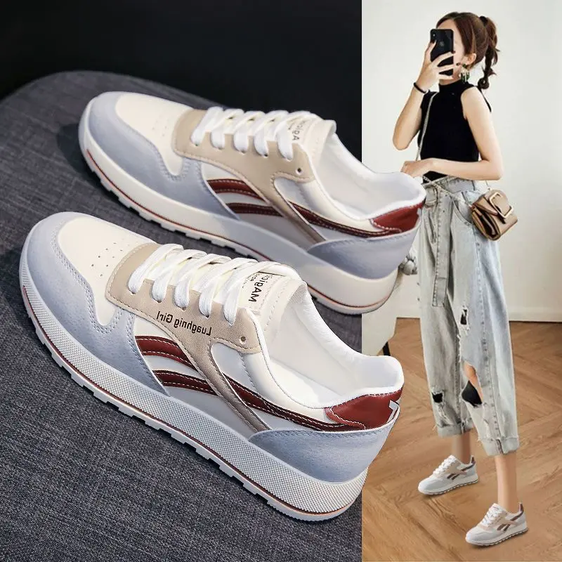 Zapatillas Deportivas Planas Para Mujer, Zapatos Informales Cómodos Y  Elegantes Para Correr, De Color Blanco, Para Primavera - Calzado Vulcanizado  De Mujer - AliExpress