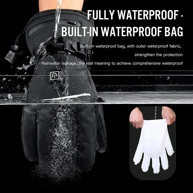 Electric Heated Gloves Touchscreen Heating Thermal Gloves Winter Moto Heated Outdoor Warm Waterproof Windproof