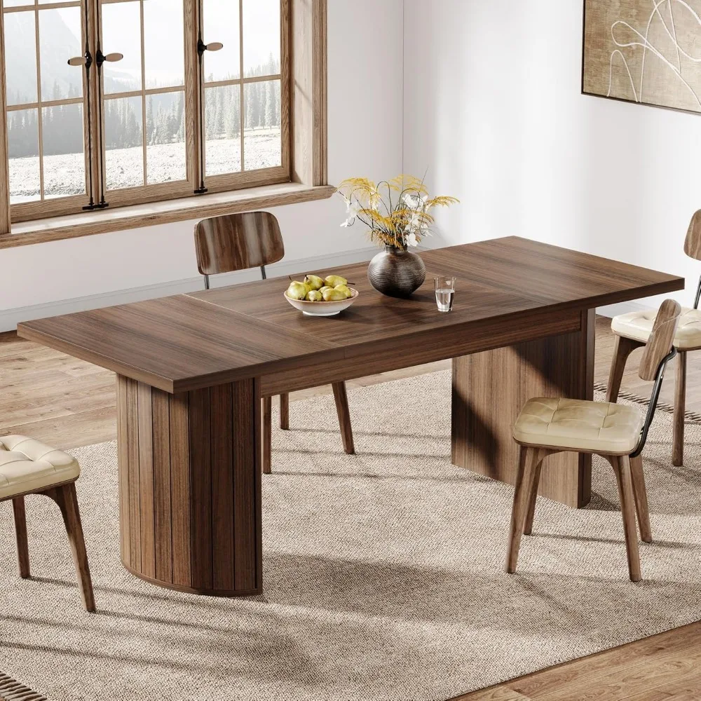 78.7" Extra Long Dining Table for 6-8 People, Large Farmhouse Kitchen Table with Wooden Tabletop, Rustic Style Rectan 3