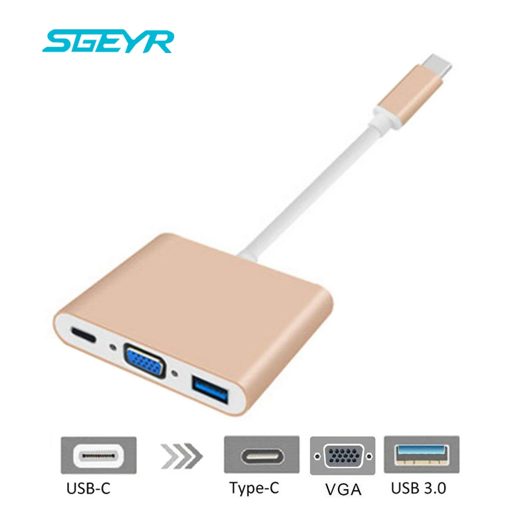 

SGEYR USB C 3.1 Converter Adapter USB C Type To USB 3.0/VGA/TypeC Female Charger Adapter for Apple Macbook and Google Chromebook