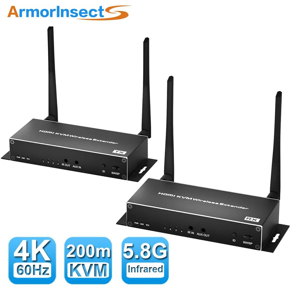4K Hdmi Kvm Wireless Extender Hdmi Wireless Video Trasmettitore E Ricevitore 5G 1080P 200M Display Per Nvr Camera Laptop Pc Hdtv