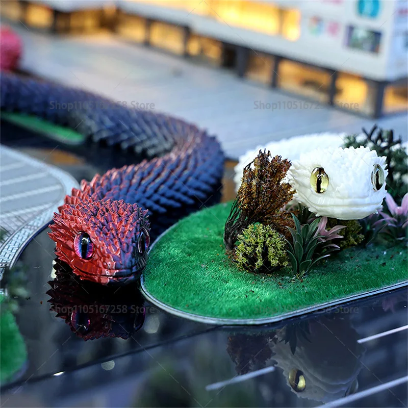 60cm 3D Printed Luminous Snake Movable Joint Simulation Snake Action Figures Home Office Desktop Ornament Birthday Gifts 4