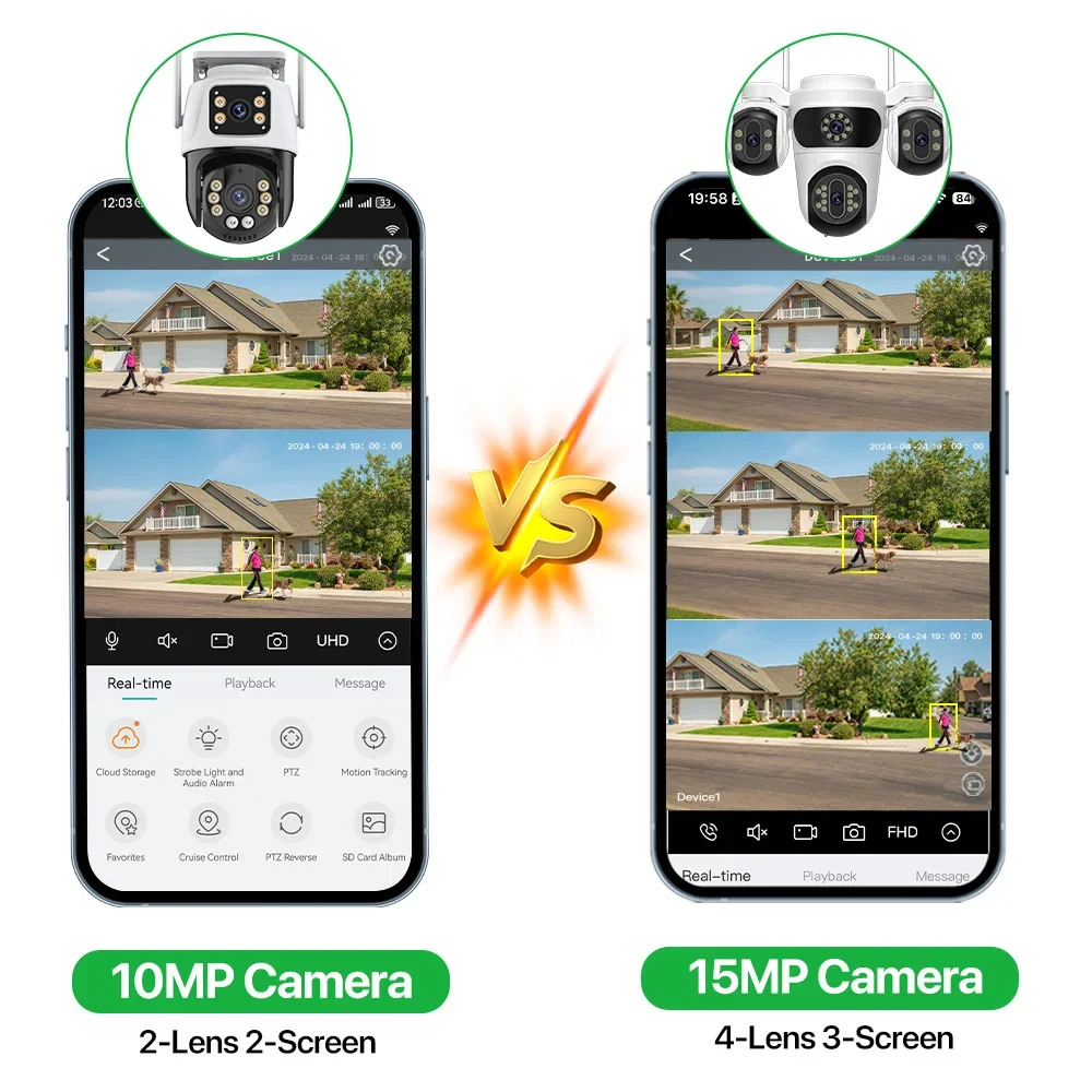 15MP WIFI Camera Three Screen PTZ Camera Human Detection Security CCTV Surveillance 10MP HD External Dual Lens Camera iCsee 6