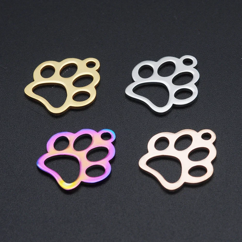 

5pcs/lot 316 Stainless Steel DIY Dog Paw Charms Wholesale Factory Price Charm for Bracelet Jewelry Charm Whole Sale