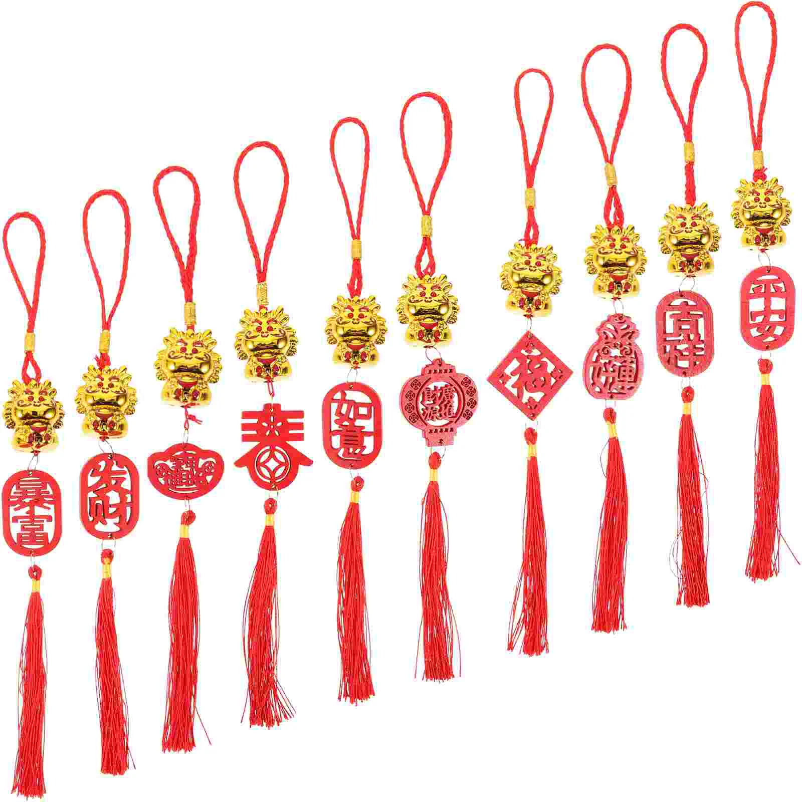 

Chinese Dragon Spring Festival Pendants Flowerpot Bonsai Hanging Ornaments Red Tassel Car Interior Decoration