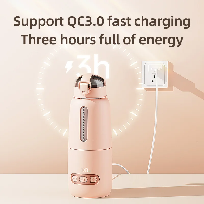 휴대용 무선 316  젖병 히터, 식품 등급 붕규산염 유리 본체, 15000mAh, 12 시간 일정한 보온