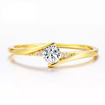 Classic Gold & White Zircon Ring for Women