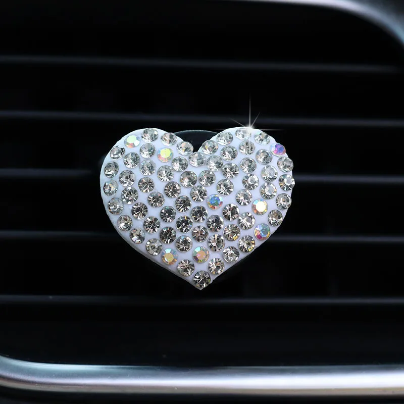 1pc New Cute Heart Shaped Diamond Car Air Freshener Universal Auto Air Outlet Perfume Diffuser Car Accessories Interior 5 Colors