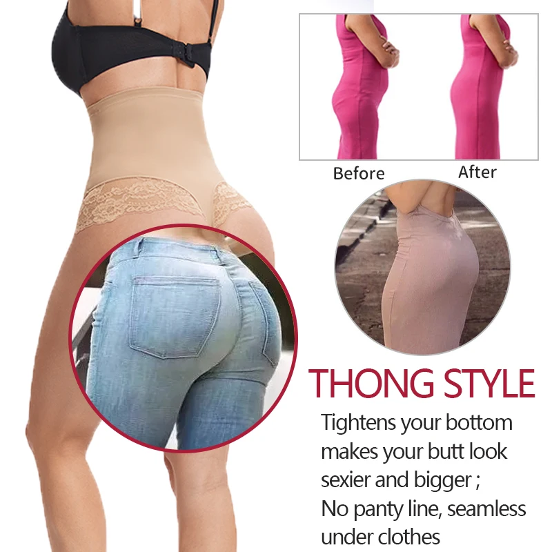 Shapewear Thong Panty for Women Body Shaper High Waisted Tummy