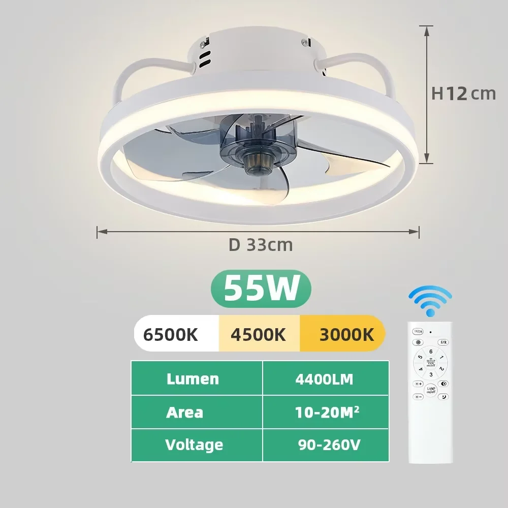 IRALAN  Ceiling Fan with Light Smart Silent Electric Fans lamp Modern 6 wind speed  Remote Control Bedroom Study Livingroom Home 6