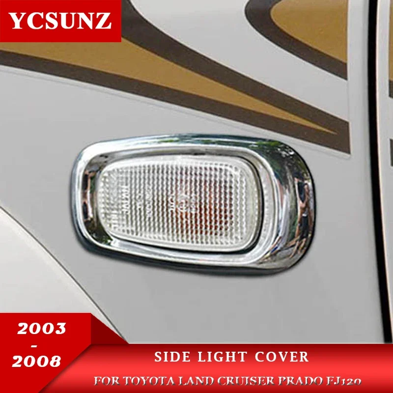 Chrome Side Light Lamp Cover For Toyota Land Cruiser Prado FJ120 2003 2004 2005 2006 2007 2008 2009 Car Accessories