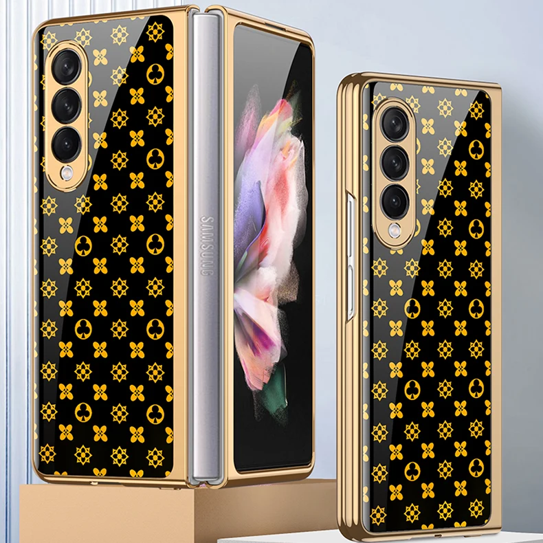 samsung silicone Sang Trọng Kính Cường Lực Dành Cho Samsung Galaxy Z Gấp 3 Ốp Lưng 5G Mạ Nhựa Khung Kính Cứng Dành Cho galaxy Z Fold3 kawaii phone case samsung Cases For Samsung