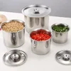 New 201 Stainless Steel Seasoning Tank with Lid Flavor Cup 10/12/14/16cm Seasoning Pot Kitchen Tableware Household Storage Box 3