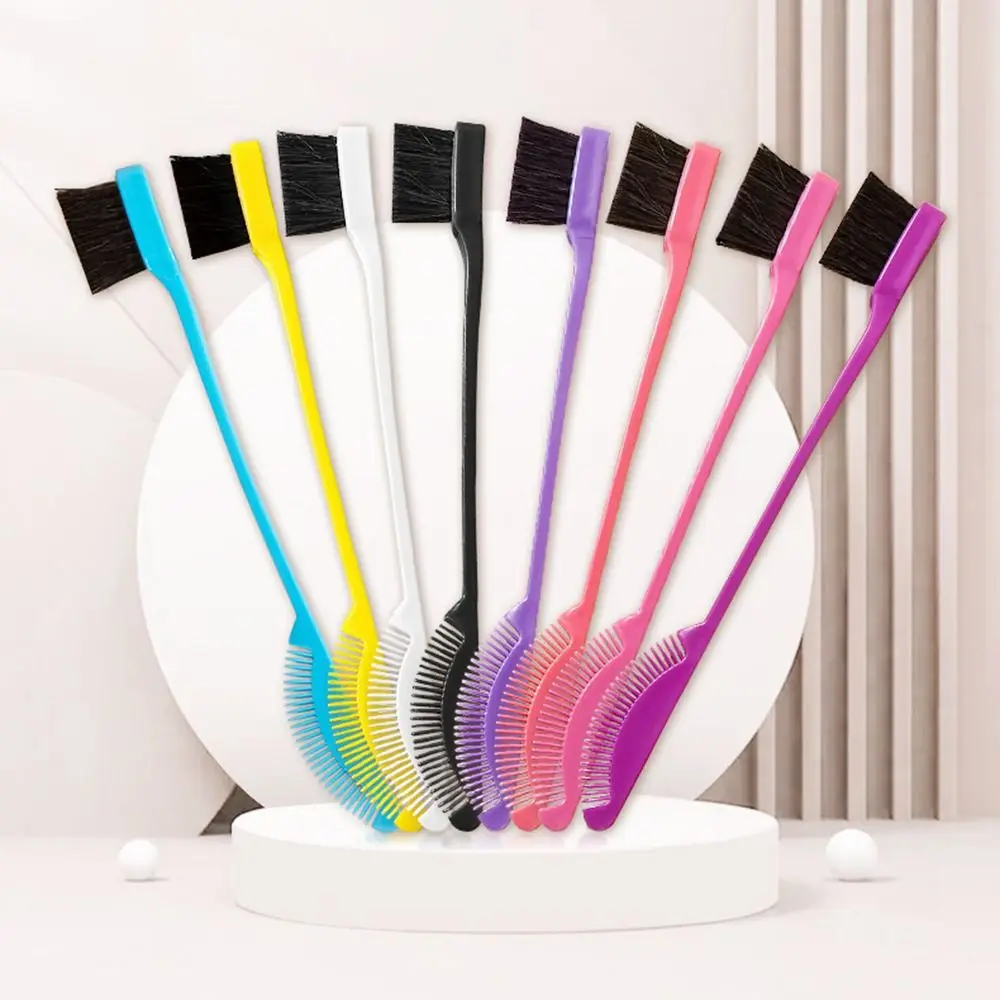 1PC Double Sided Edge Brush Comb Multi-function Hair Style Comb Eyebrow Gel Makeup Brush Household Salon Supply Makeup Tool 1pc pink blue 3 in 1 hair styling edge control brush double sided eyebrow comb brush makeup brush comb 3 in 1 eyebrow baby care