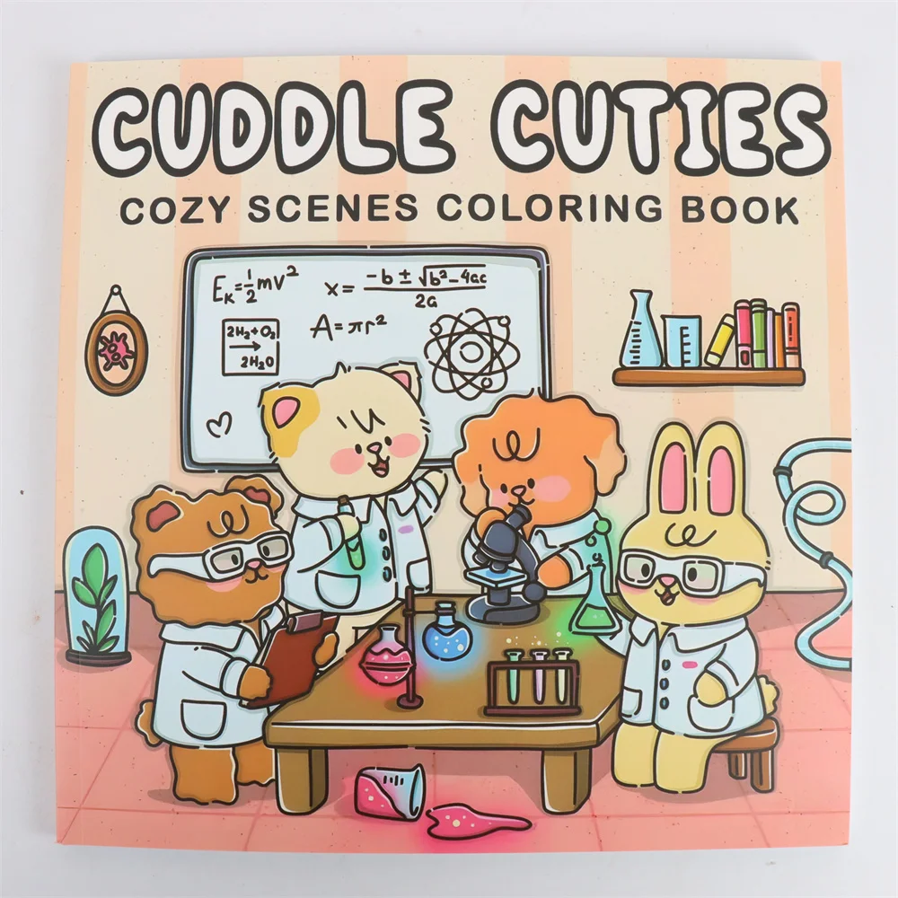 CUDDLE CUTIES Cute Comfy Coloring Book for Adults and Teens Featuring Adorable Creatures in Cozy Hygge Moments for Relaxation 2