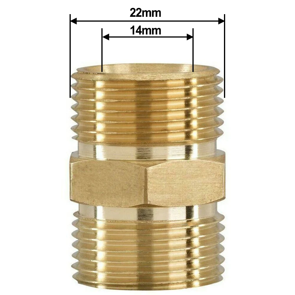

2Pcs Brass Pressure Washer Hose Extension Adapter M22 Metric Male To Male Garden Power Tools Pressure Washer Accessories