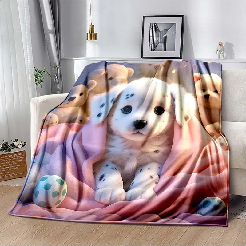 

3D Print Cartoon Dogs Pattern Flannel Blanket,Multi-purpose Holiday Gift Blanket Warm And Soft Blankets All Seasons