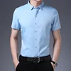 Men's Business Casual Solid Color Short Sleeved Shirt Non Ironing Comfortable Top 1