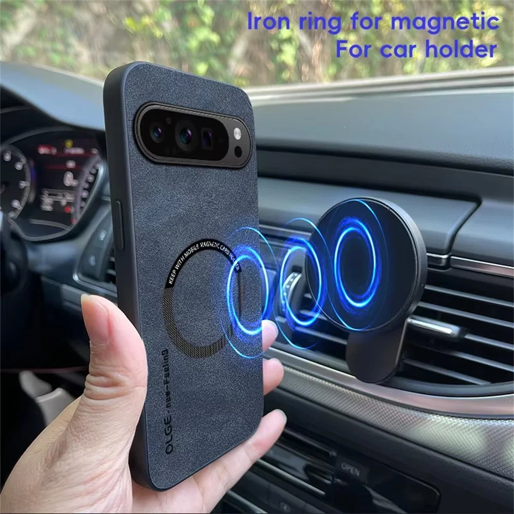 Magnetic Leather Shockproof Phone Case with MagSafe Functionality