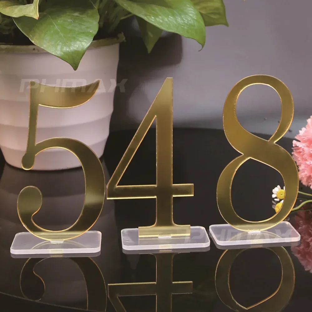Gold Mirror Wedding Table Numbers Wedding Table Signs 3D Numbers Decor with Stand