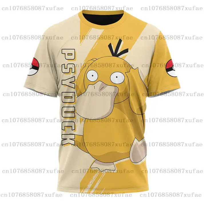 

Мужские и женские 3D футболки Pokemon Pikachu Psyduck, спортивные и удобные детские футболки с коротким рукавом