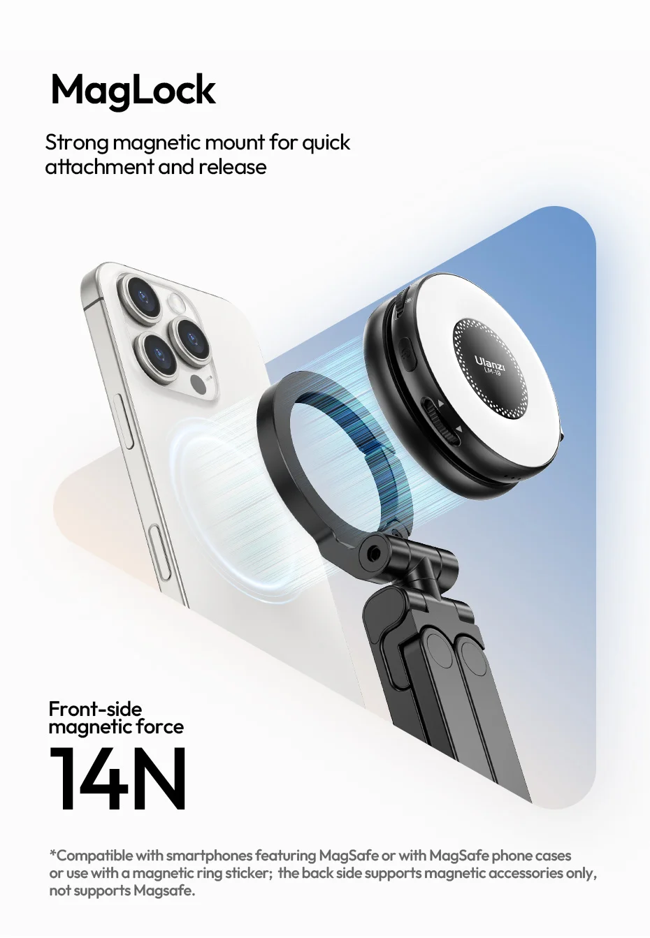 MA88 MagLock Phone Holder Mount 360° Adjustable Clamp Mount Magsafe Phone Tripod