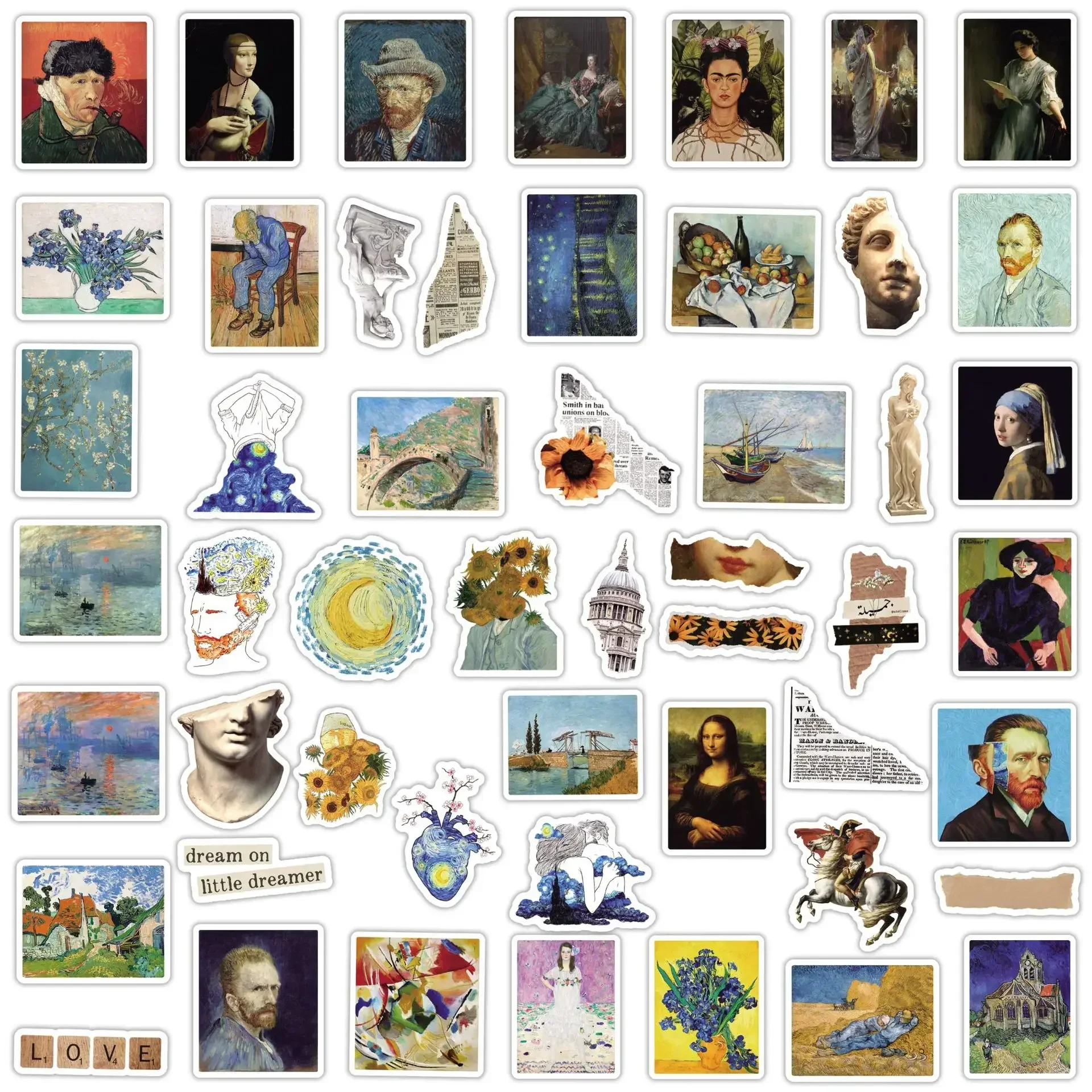 50/100Pcs Van Gogh Oil Painting Aesthetic Stickers Pack — Waterproof DIY Art Decals for... - SKU OPAS2118 - UGI Packaging