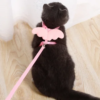 천사 날개 귀여운 고양이 하네스 애완 동물 하네스 및 가죽 끈 세트, 강아지 토끼 새끼 고양이 액세서리, 마스코트 리드