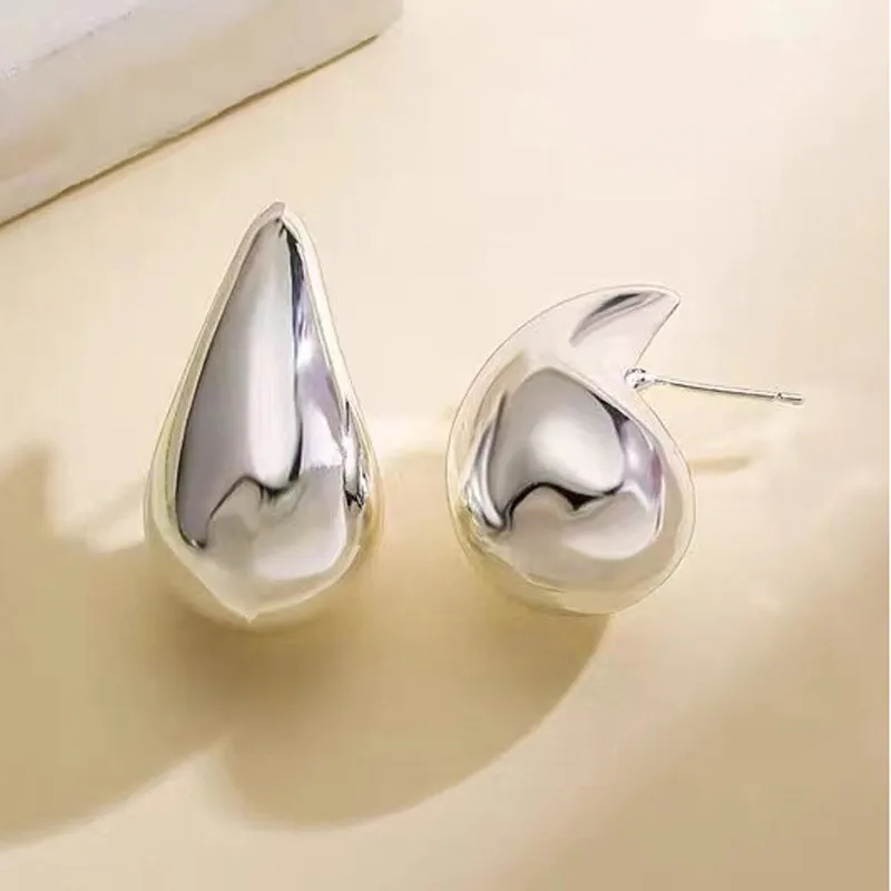 925 Sterling Silver Teardrop Earrings For Women New Design Style Metal Texture 18k Gold Plated Fashion Jewelry Gifts