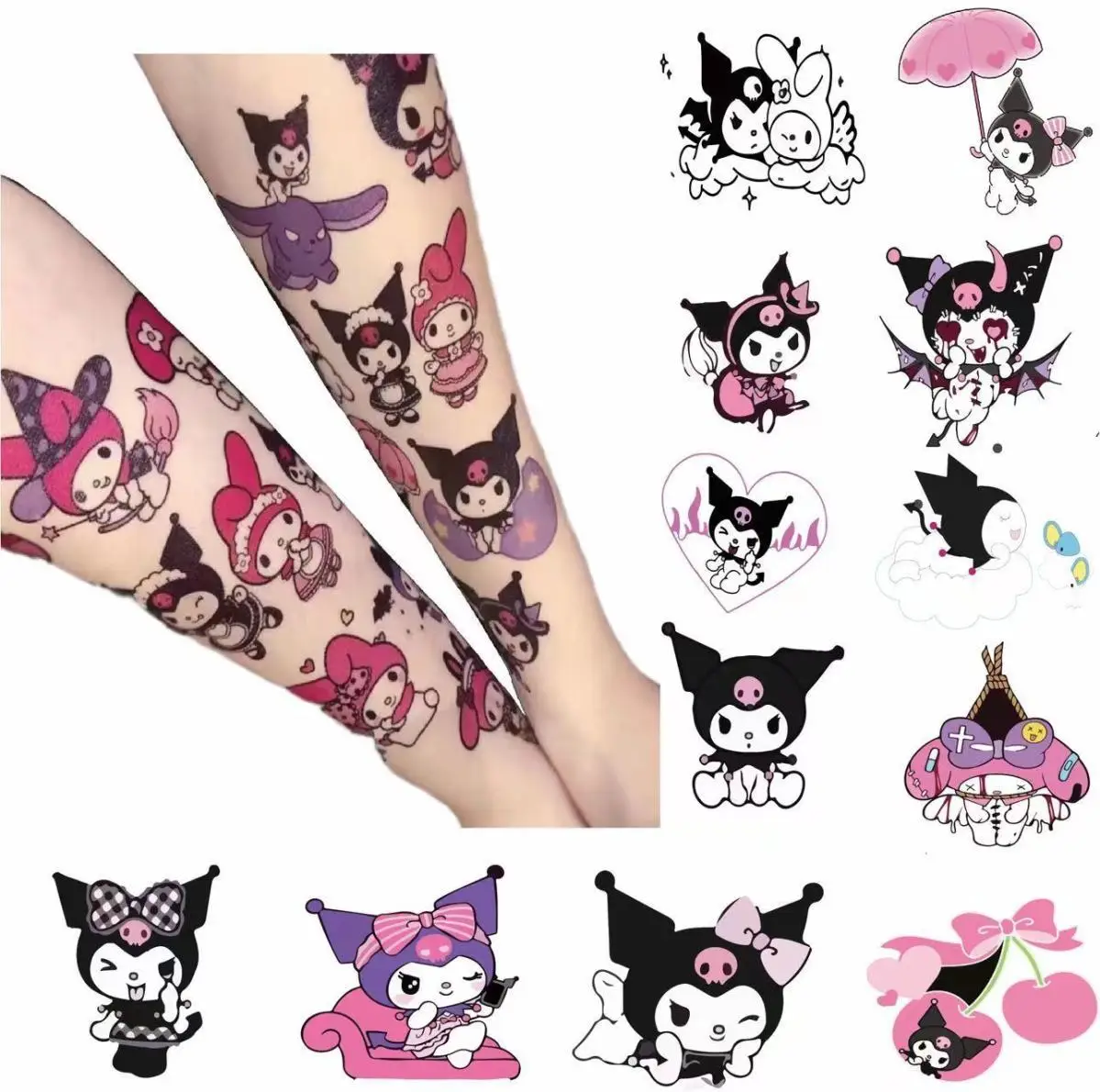 Hello Kitty tattoo located on the wrist, fine line